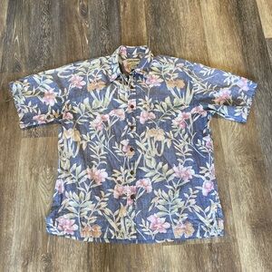Cooke Street Honolulu Men's Floral Hawaiian Shirt - Blue and Pink